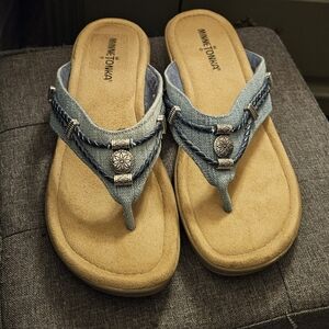 Minnetonka Blue and Tan Sandals